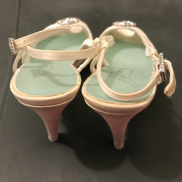 Champagne Fifi Maisie Peep-toe Swarovski Heels - Picture 8 of 9